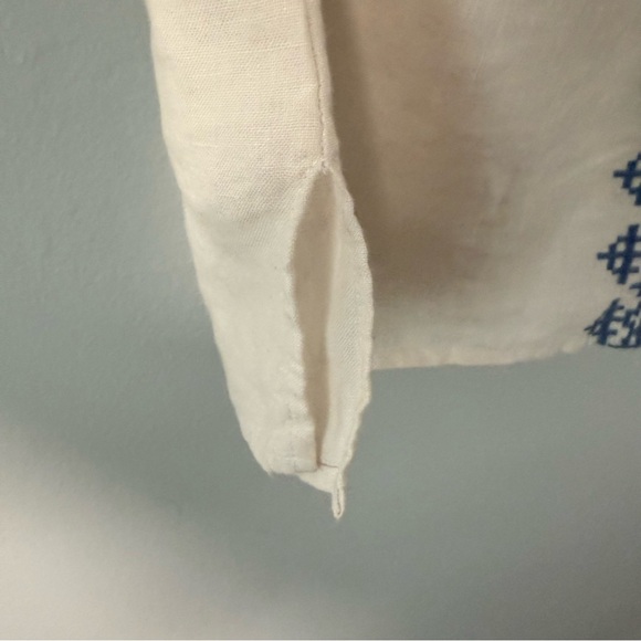 Sigrid Olsen Women's Halter  Dress 100% Linen Embroidered Crocheted M ivory Blue - Picture 5 of 12